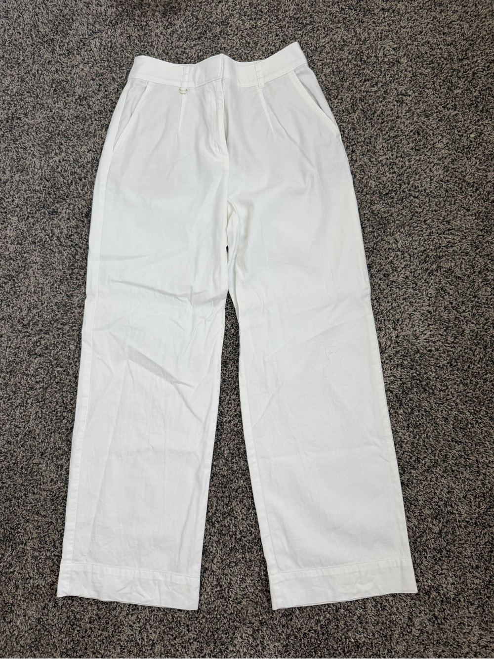 Loft Linen White Straight-Leg Cotton Pants